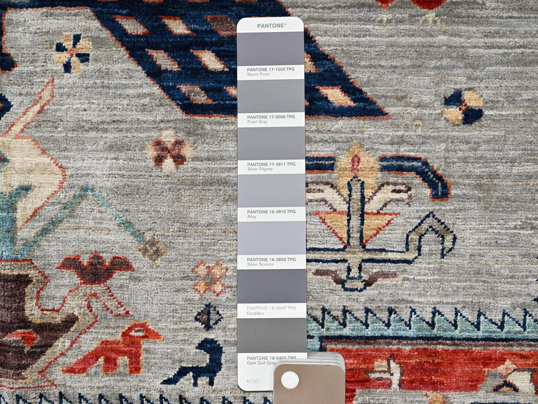 7'10" x 9'9" New Hand Knotted Grey Wool Rectangle Oriental Rug - MOA1022082