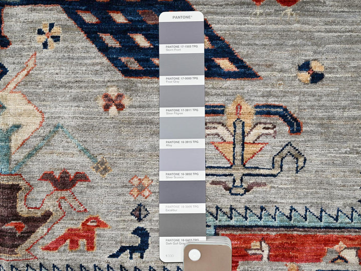 7'10" x 9'9" New Hand Knotted Grey Wool Rectangle Oriental Rug - MOA1022082