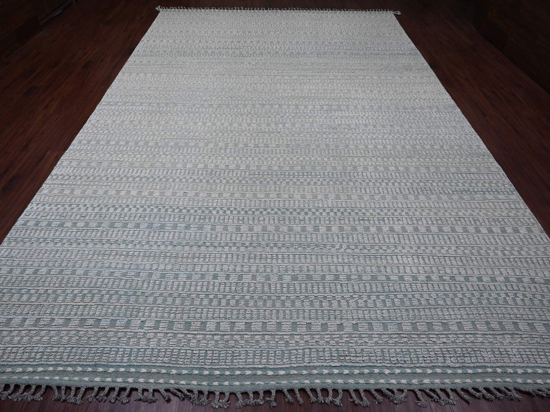 9'7" x 14'3" New Hand Knotted Green Wool Rectangle Oriental Rug - MOA10220830