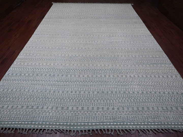 9'7" x 14'3" New Hand Knotted Green Wool Rectangle Oriental Rug - MOA10220830
