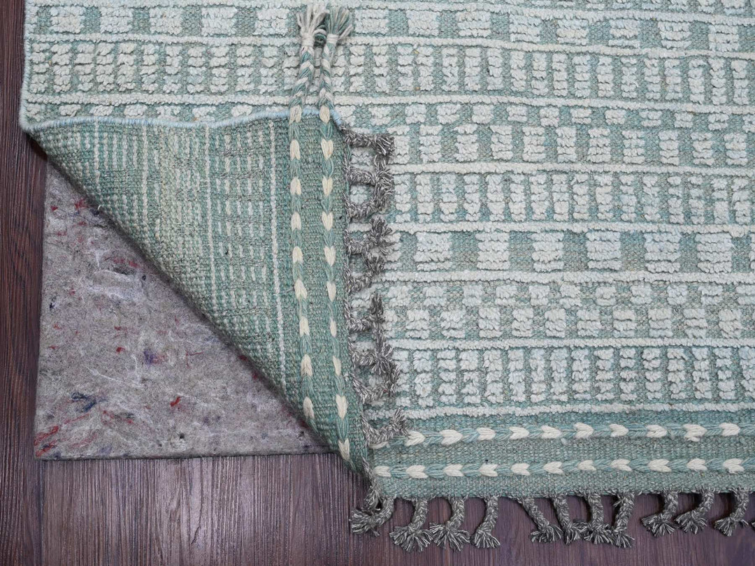 9'7" x 14'3" New Hand Knotted Green Wool Rectangle Oriental Rug - MOA10220830