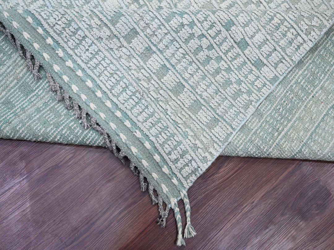 9'7" x 14'3" New Hand Knotted Green Wool Rectangle Oriental Rug - MOA10220830