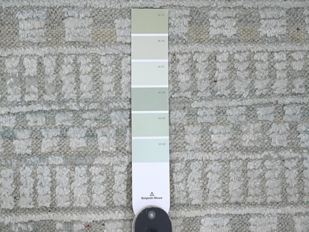 9'7" x 14'3" New Hand Knotted Green Wool Rectangle Oriental Rug - MOA10220830