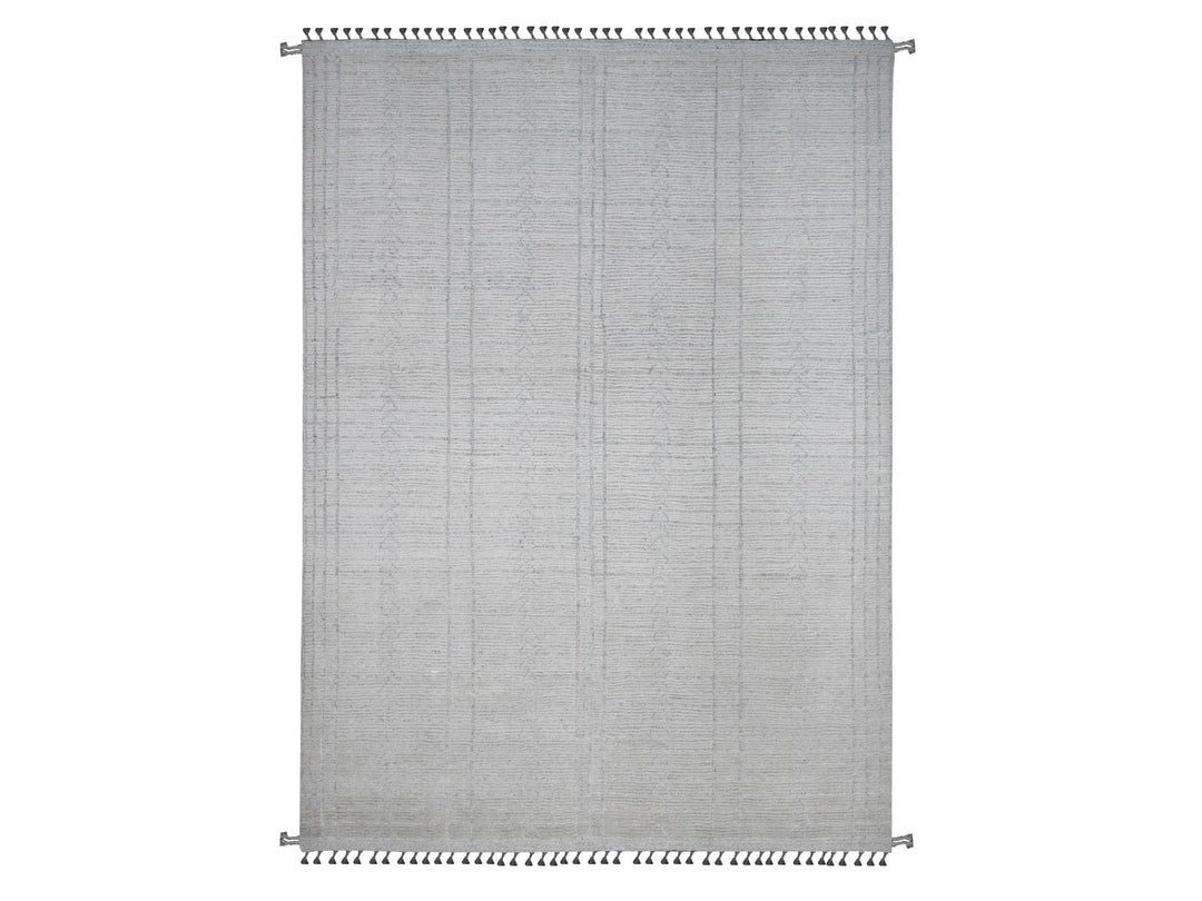 8'10" x 12'2" New Hand Knotted Ivory Wool Rectangle Oriental Rug - MOA10220831