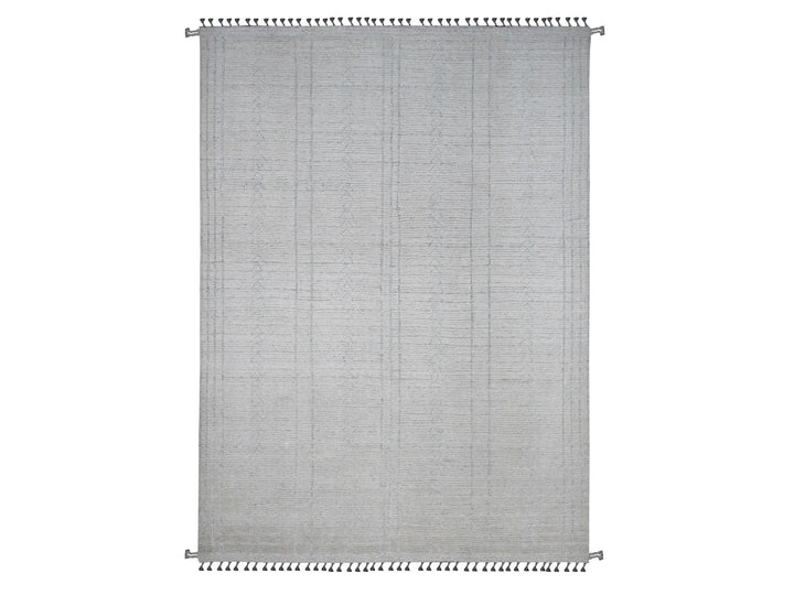 8'10" x 12'2" New Hand Knotted Ivory Wool Rectangle Oriental Rug - MOA10220831