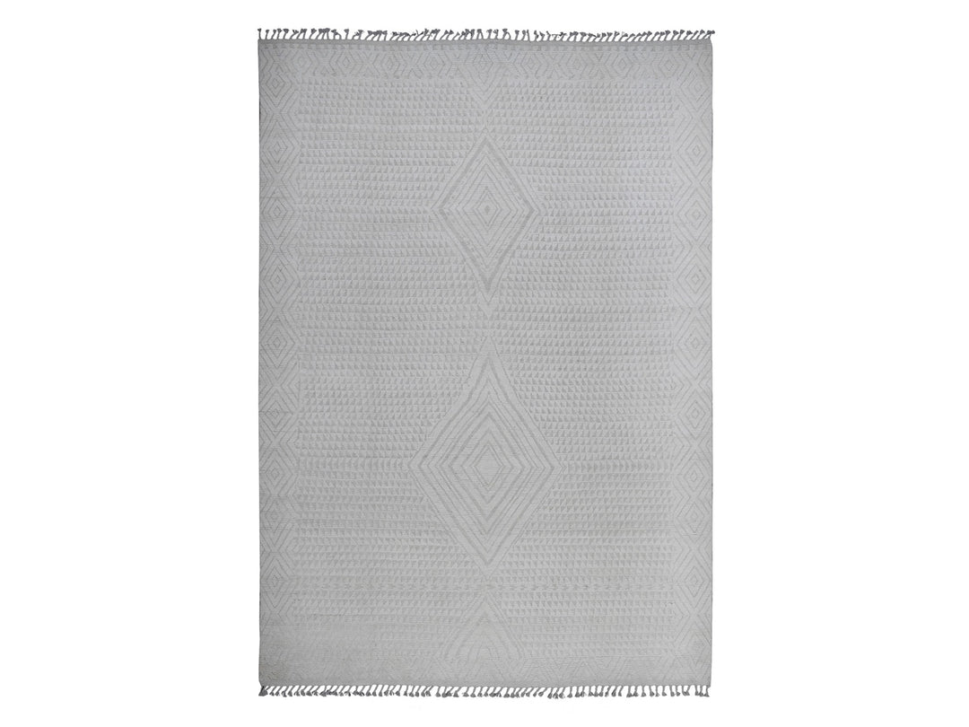 8'10" x 12'8" New Hand Knotted Ivory Wool Rectangle Oriental Rug - MOA10220833