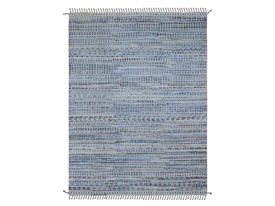 8'1" x 10'8" New Hand Knotted Blue Wool Rectangle Oriental Rug - MOA10220834