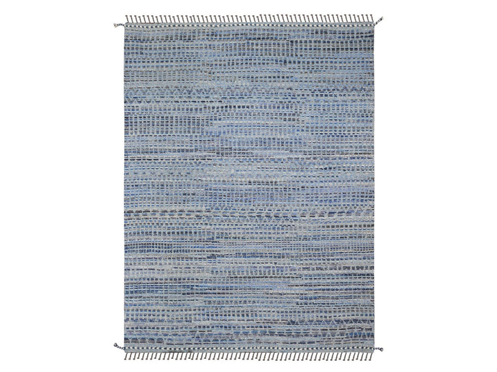 8'1" x 10'8" New Hand Knotted Blue Wool Rectangle Oriental Rug - MOA10220834
