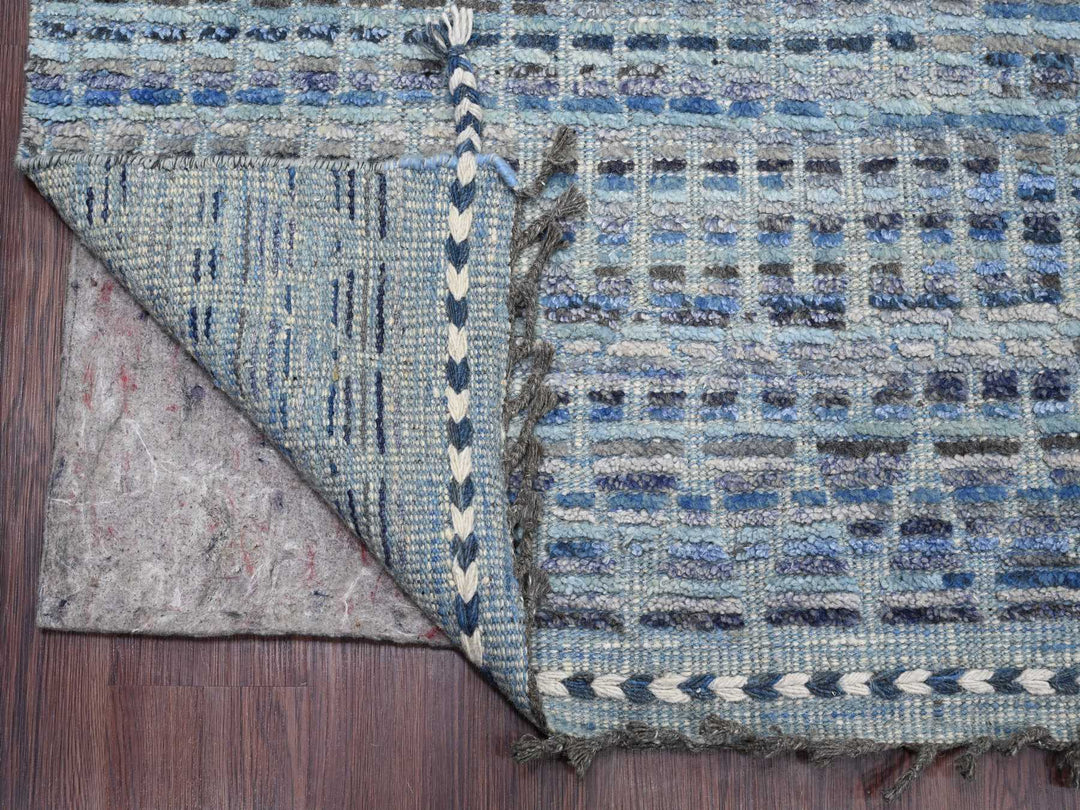 8'1" x 10'8" New Hand Knotted Blue Wool Rectangle Oriental Rug - MOA10220834