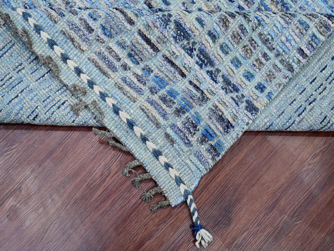 8'1" x 10'8" New Hand Knotted Blue Wool Rectangle Oriental Rug - MOA10220834