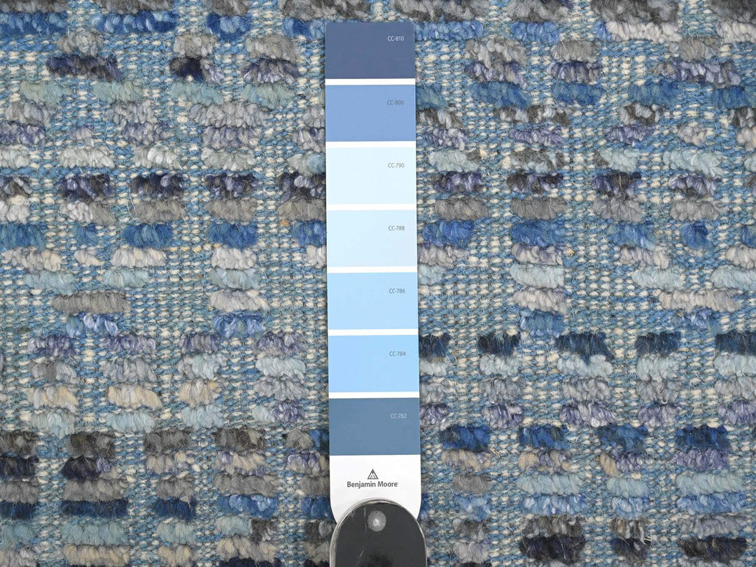 8'1" x 10'8" New Hand Knotted Blue Wool Rectangle Oriental Rug - MOA10220834
