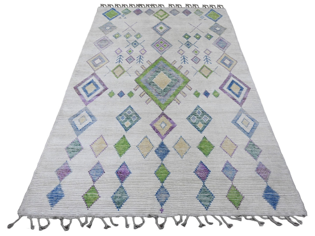 5'0" x 8'0" New Hand Knotted Ivory Wool Rectangle Oriental Rug - MOA10220836