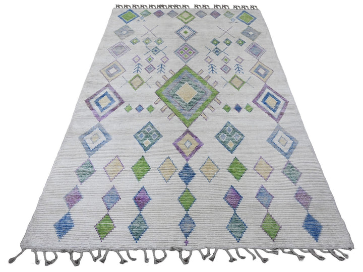 5'0" x 8'0" New Hand Knotted Ivory Wool Rectangle Oriental Rug - MOA10220836