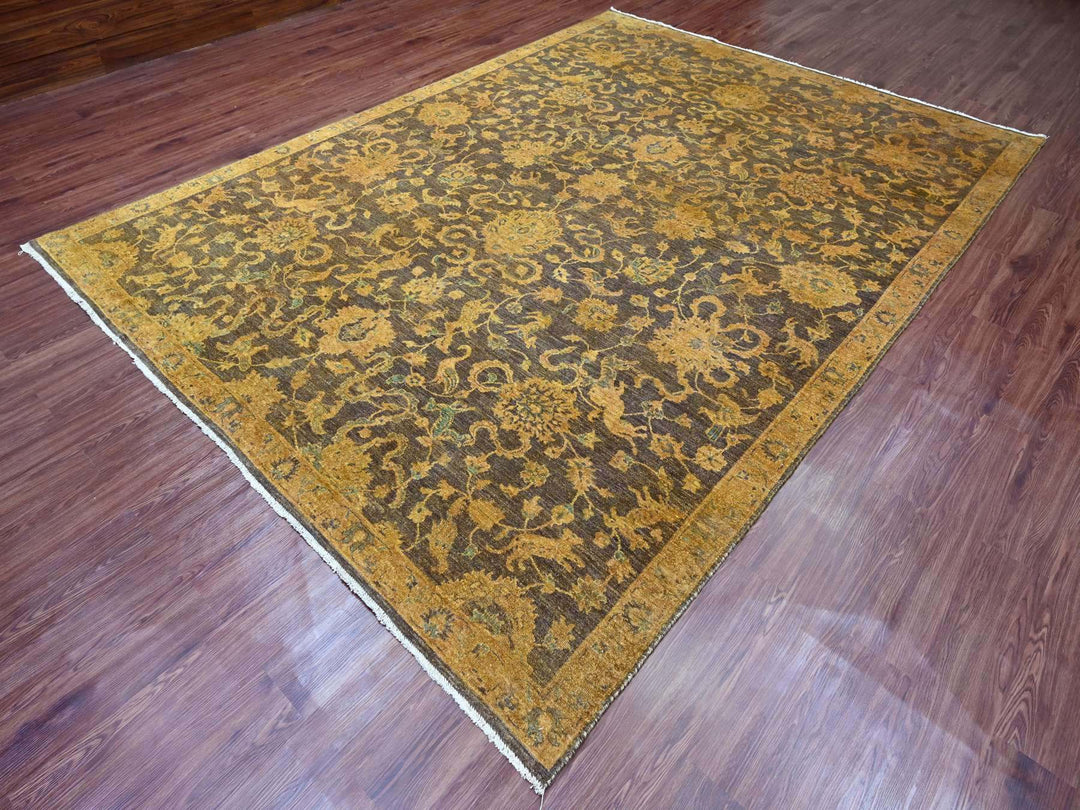 8'6" x 11'10" New Hand Knotted Overdyed Wool Rectangle Oriental Rug - MOA10220837