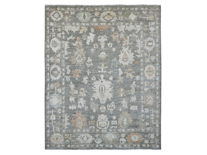 8'0" x 9'8" New Hand Knotted Grey Wool Rectangle Oriental Rug - MOA10220839