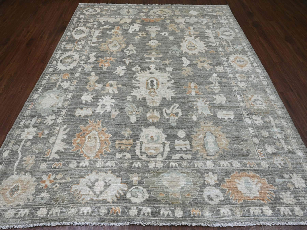 8'0" x 9'8" New Hand Knotted Grey Wool Rectangle Oriental Rug - MOA10220839