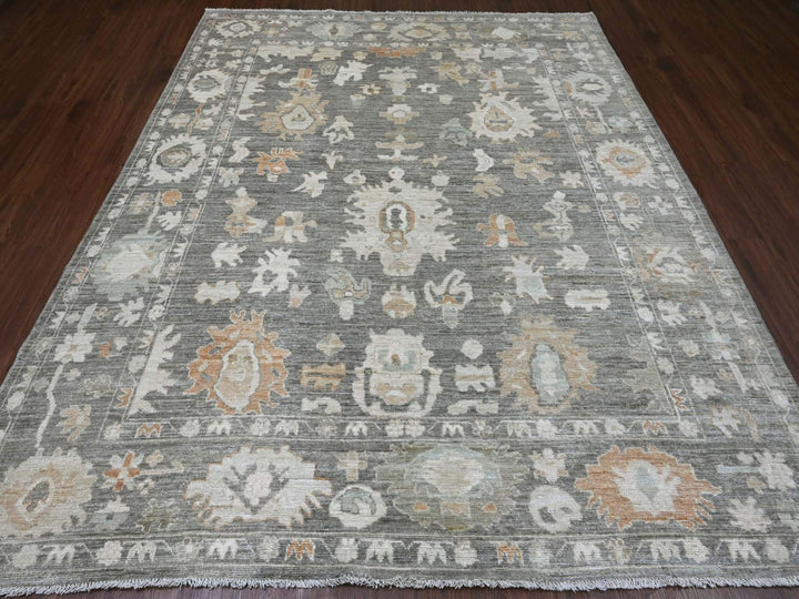 8'0" x 9'8" New Hand Knotted Grey Wool Rectangle Oriental Rug - MOA10220839