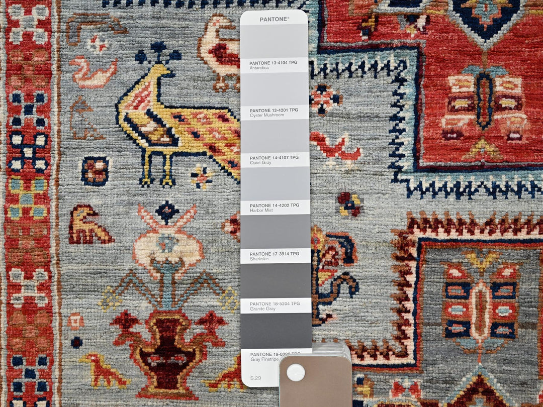 2'11" x 4'11" New Hand Knotted Grey Wool Rectangle Oriental Rug - MOA1022083