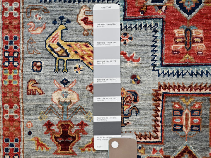 2'11" x 4'11" New Hand Knotted Grey Wool Rectangle Oriental Rug - MOA1022083