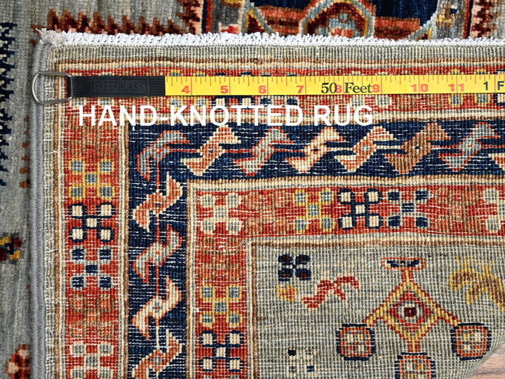 2'11" x 4'11" New Hand Knotted Grey Wool Rectangle Oriental Rug - MOA1022083