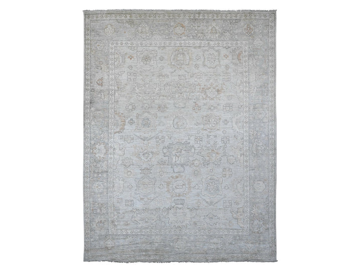 8'0" x 9'10" New Hand Knotted Grey Wool Rectangle Oriental Rug - MOA10220840