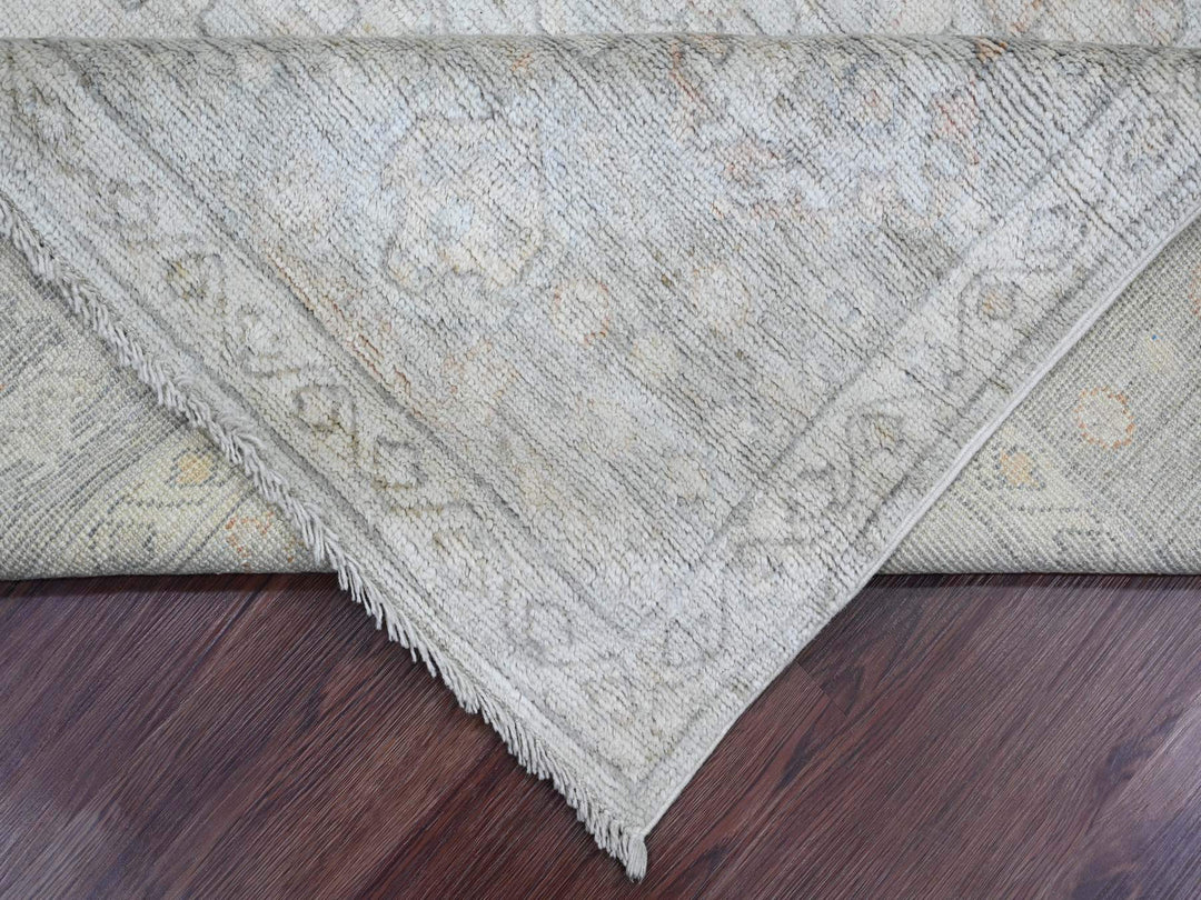 8'0" x 9'10" New Hand Knotted Grey Wool Rectangle Oriental Rug - MOA10220840