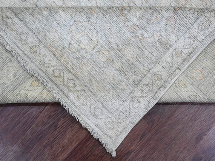 8'0" x 9'10" New Hand Knotted Grey Wool Rectangle Oriental Rug - MOA10220840