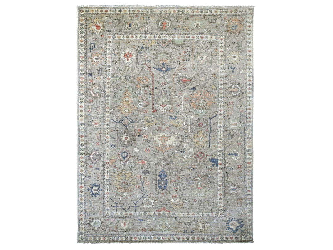 8'6" x 11'2" New Hand Knotted Brown Wool Rectangle Oriental Rug - MOA10220842