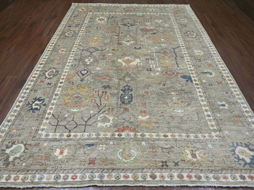 8'6" x 11'2" New Hand Knotted Brown Wool Rectangle Oriental Rug - MOA10220842