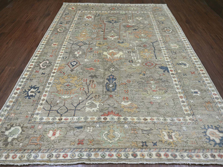 8'6" x 11'2" New Hand Knotted Brown Wool Rectangle Oriental Rug - MOA10220842