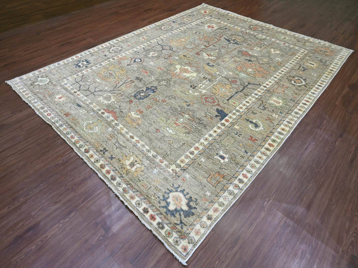 8'6" x 11'2" New Hand Knotted Brown Wool Rectangle Oriental Rug - MOA10220842