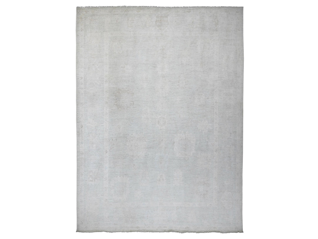 10'0" x 13'8" New Hand Knotted Grey Wool Rectangle Oriental Rug - MOA10220843