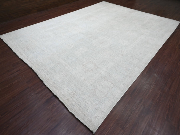 10'0" x 13'8" New Hand Knotted Grey Wool Rectangle Oriental Rug - MOA10220843