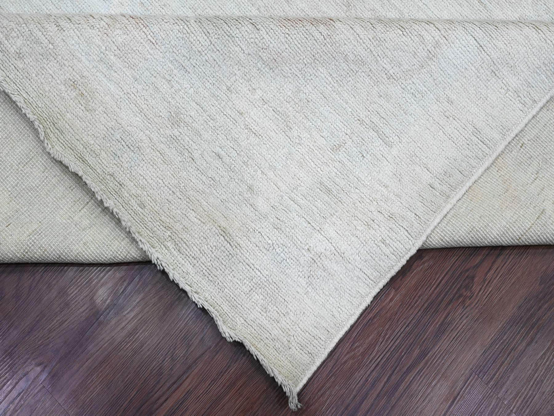 10'0" x 13'8" New Hand Knotted Grey Wool Rectangle Oriental Rug - MOA10220843