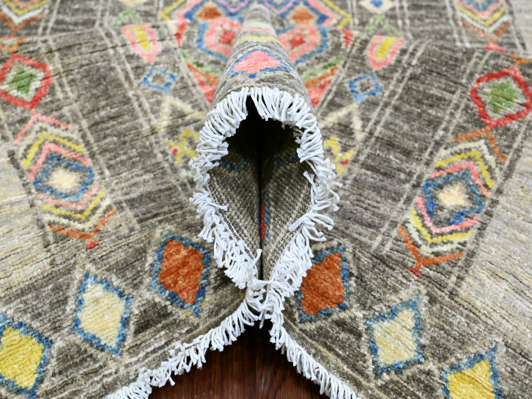 8'11" x 11'8" New Hand Knotted Grey Wool Rectangle Oriental Rug - MOA10220846