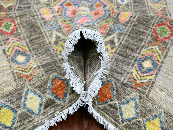 8'11" x 11'8" New Hand Knotted Grey Wool Rectangle Oriental Rug - MOA10220846