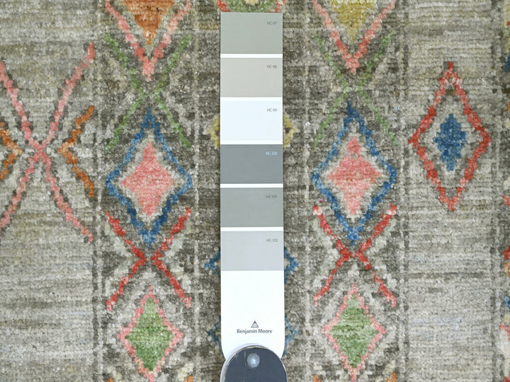 8'11" x 11'8" New Hand Knotted Grey Wool Rectangle Oriental Rug - MOA10220846
