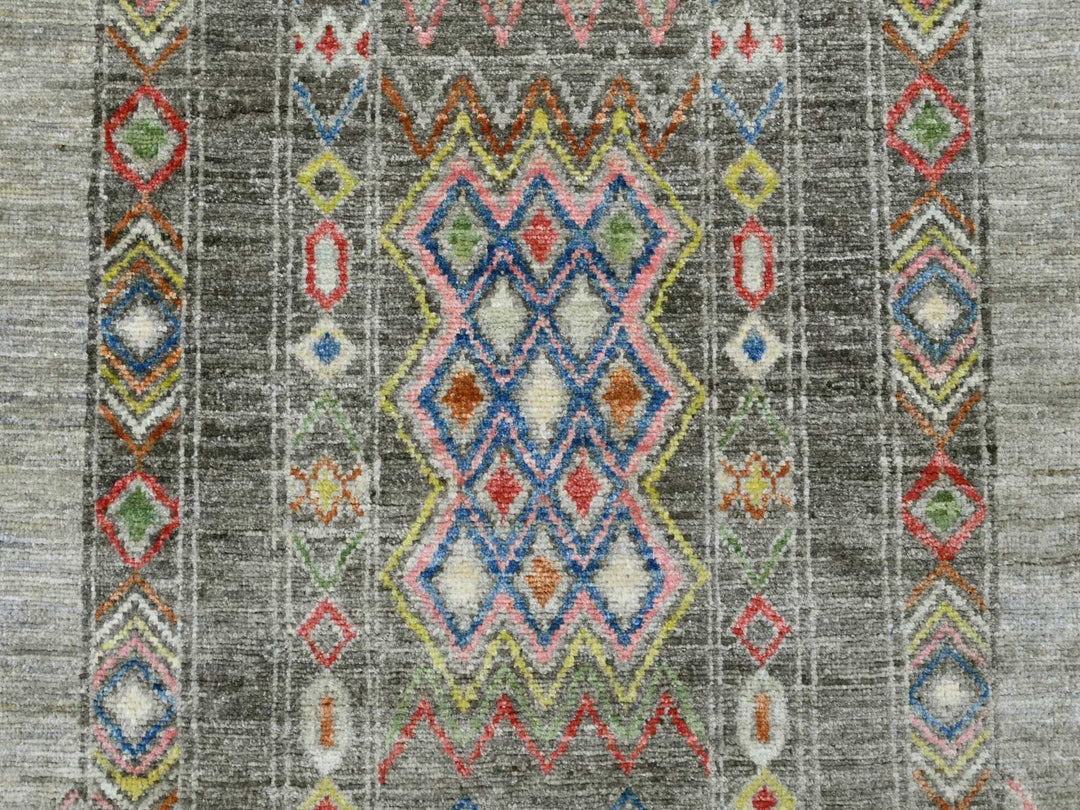 8'11" x 11'8" New Hand Knotted Grey Wool Rectangle Oriental Rug - MOA10220846
