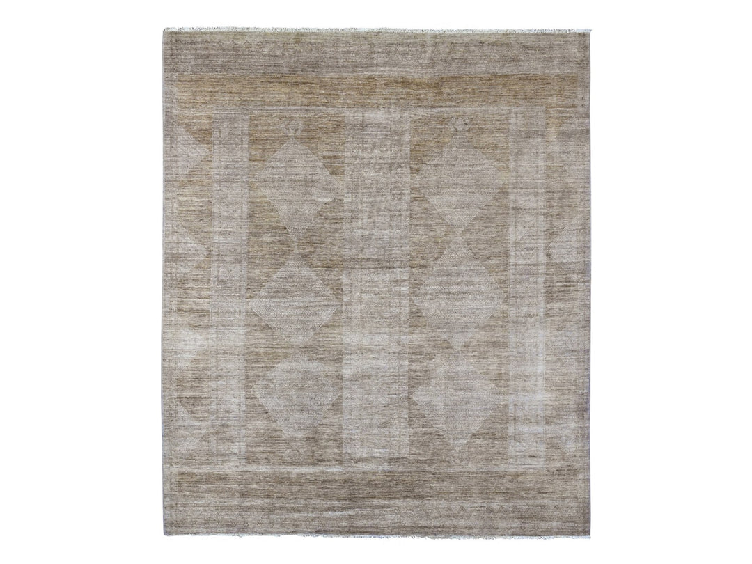 8'2" x 9'7" New Hand Knotted Brown Wool Rectangle Oriental Rug - MOA10220847