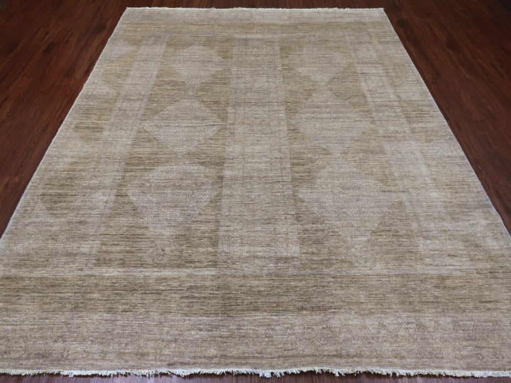 8'2" x 9'7" New Hand Knotted Brown Wool Rectangle Oriental Rug - MOA10220847