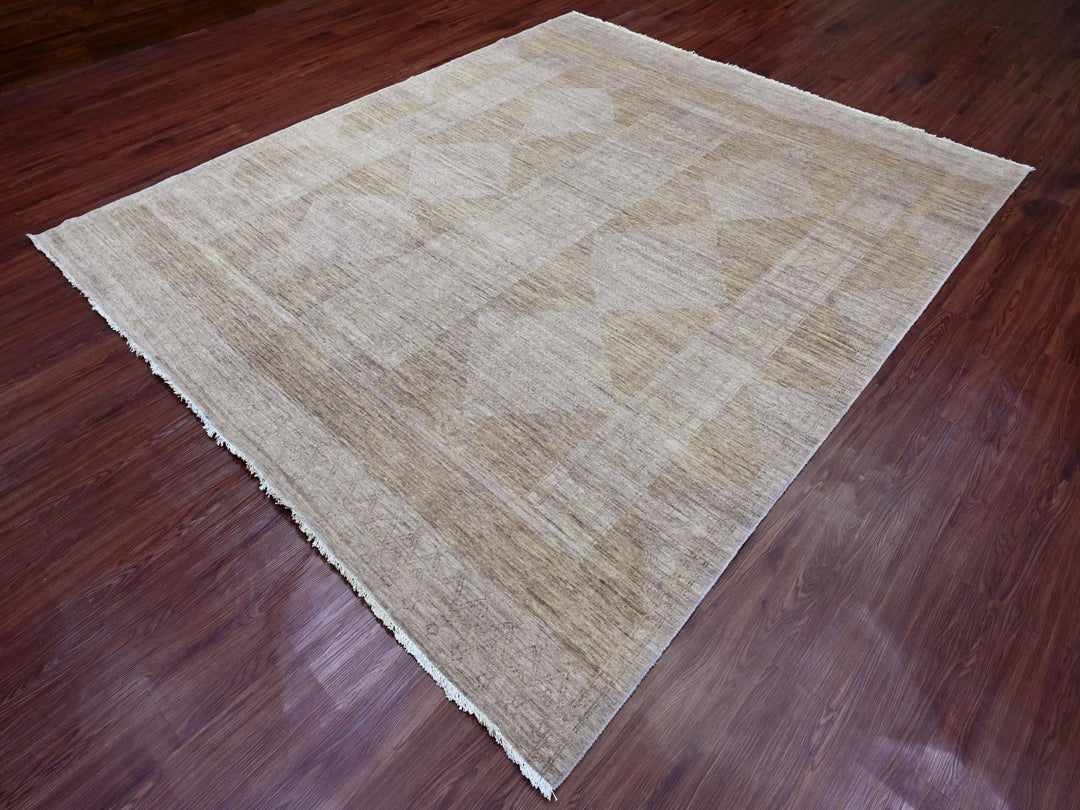8'2" x 9'7" New Hand Knotted Brown Wool Rectangle Oriental Rug - MOA10220847