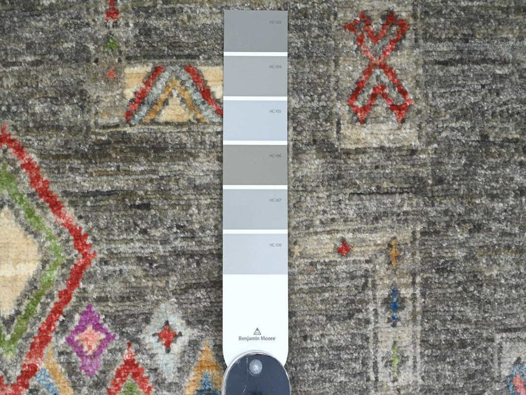 5'8" x 8'10" New Hand Knotted Grey Wool Rectangle Oriental Rug - MOA10220848