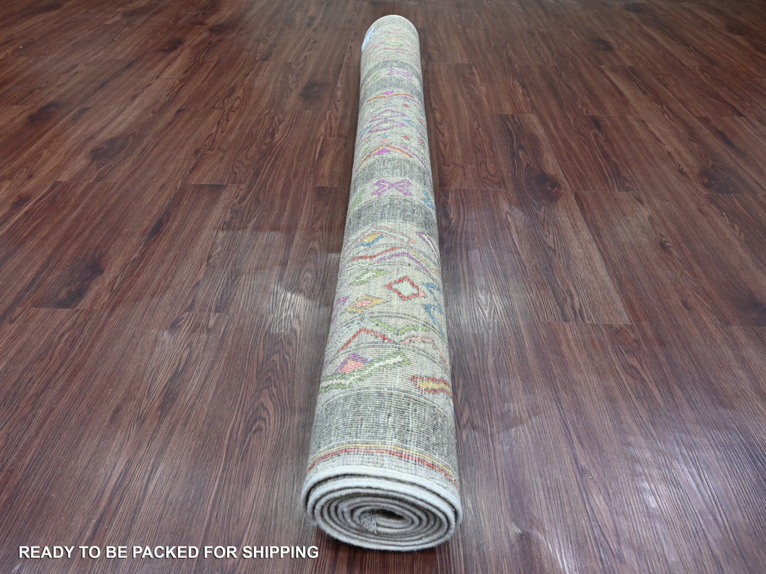 5'8" x 8'10" New Hand Knotted Grey Wool Rectangle Oriental Rug - MOA10220848