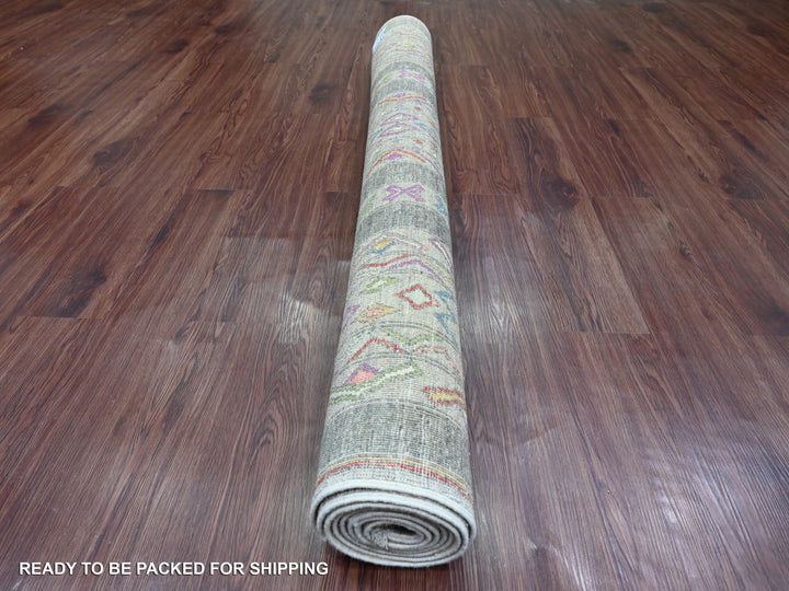 5'8" x 8'10" New Hand Knotted Grey Wool Rectangle Oriental Rug - MOA10220848