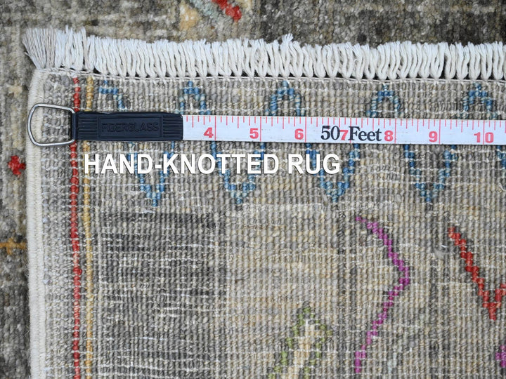 5'8" x 8'10" New Hand Knotted Grey Wool Rectangle Oriental Rug - MOA10220848