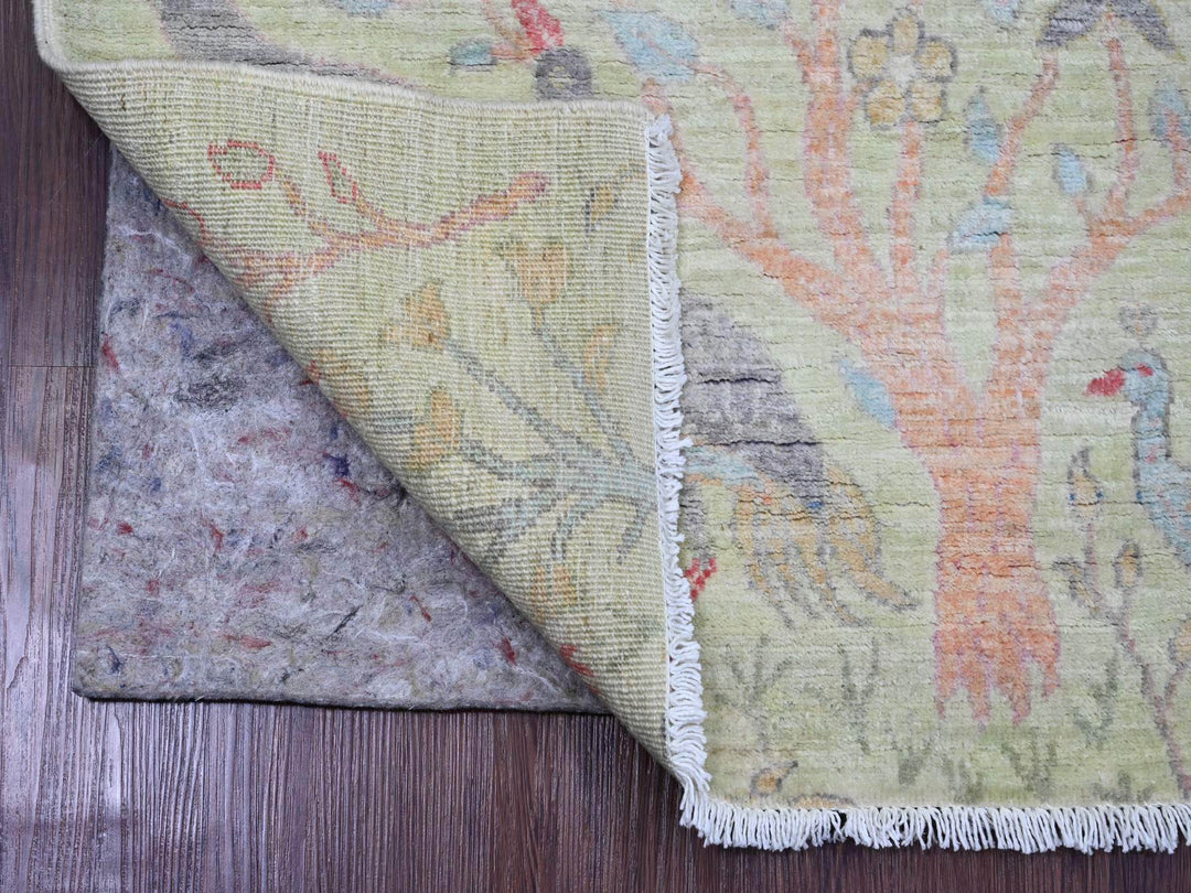 2'7" x 9'8" New Hand Knotted Green Wool Runner Oriental Rug - MOA10220853