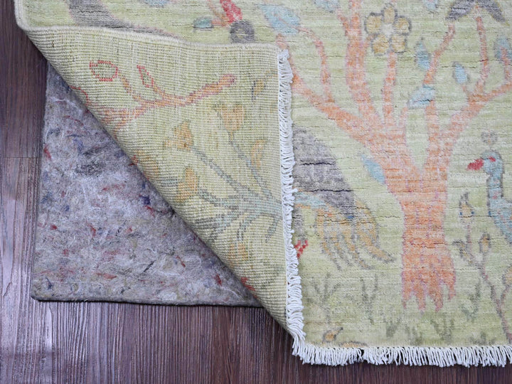2'7" x 9'8" New Hand Knotted Green Wool Runner Oriental Rug - MOA10220853