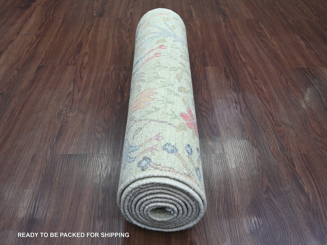 2'7" x 9'8" New Hand Knotted Green Wool Runner Oriental Rug - MOA10220853