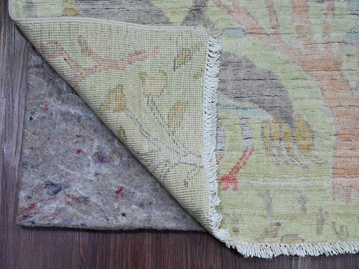 2'6" x 11'4" New Hand Knotted Green Wool Runner Oriental Rug - MOA10220854