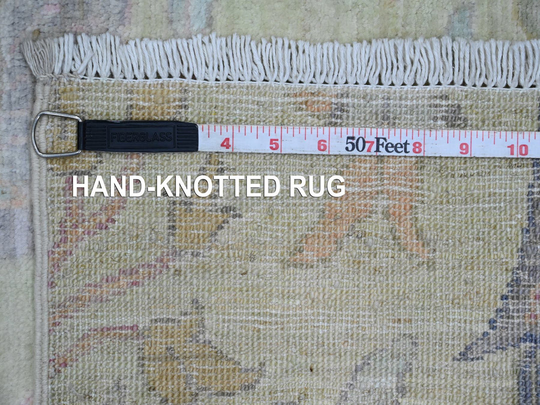2'6" x 11'4" New Hand Knotted Green Wool Runner Oriental Rug - MOA10220854